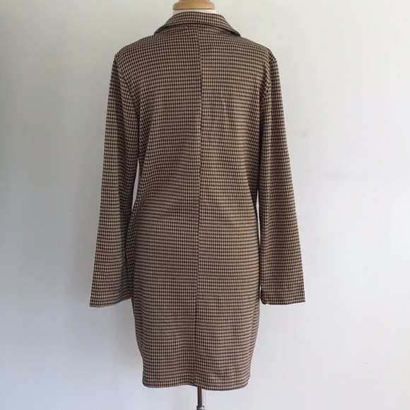 Philosophy brown houndstooth dbl breasted  long blazer. M NWT belt not included - Picture 9 of 9